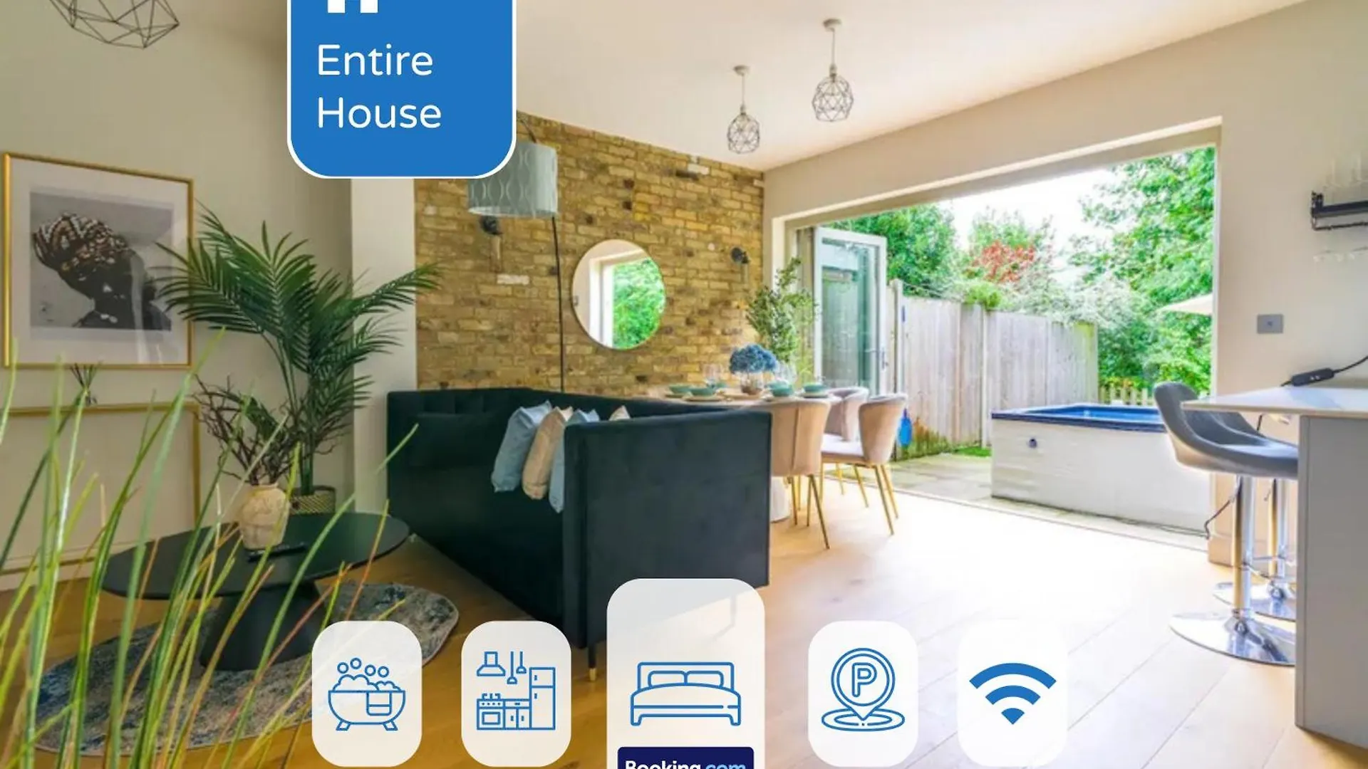 5 Bed 2 Bath House By Livestay Short Lets & Serviced Accommodation Isleworth With Private Garden & Jacuzzi